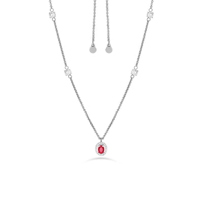 Liu Jo Collana Essential in acciaio con zirconia rossa