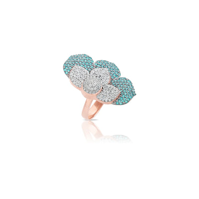 Sogni Anello Anello fiore in argento con zirconi e paraiba